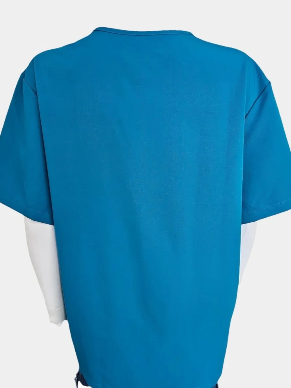 Figs Mens Leon V-Neck Short Sleeve Carribean Blue Scrub Top Size L